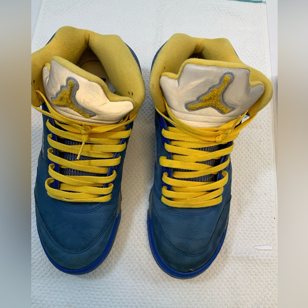 Blue and Yellow Air Jordan retro 5 Sneakers